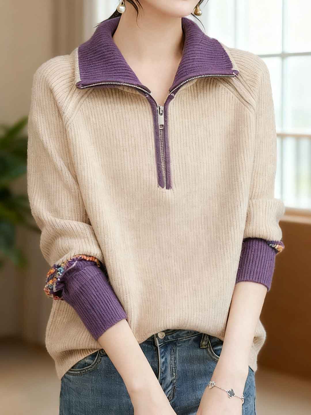 Madeline Loose Lapel Knitted Pullover Sweater