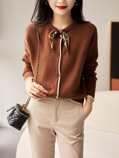 Aurora Vintage Crew Neck Cotton knitted Cardigan