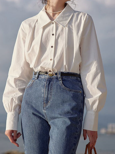 Aubrey Loose Lapel Solid Color Shirt