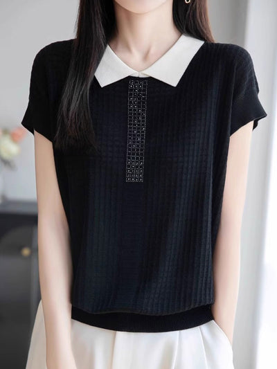 Ariana Loose Dollar Collar Rhinestone Top