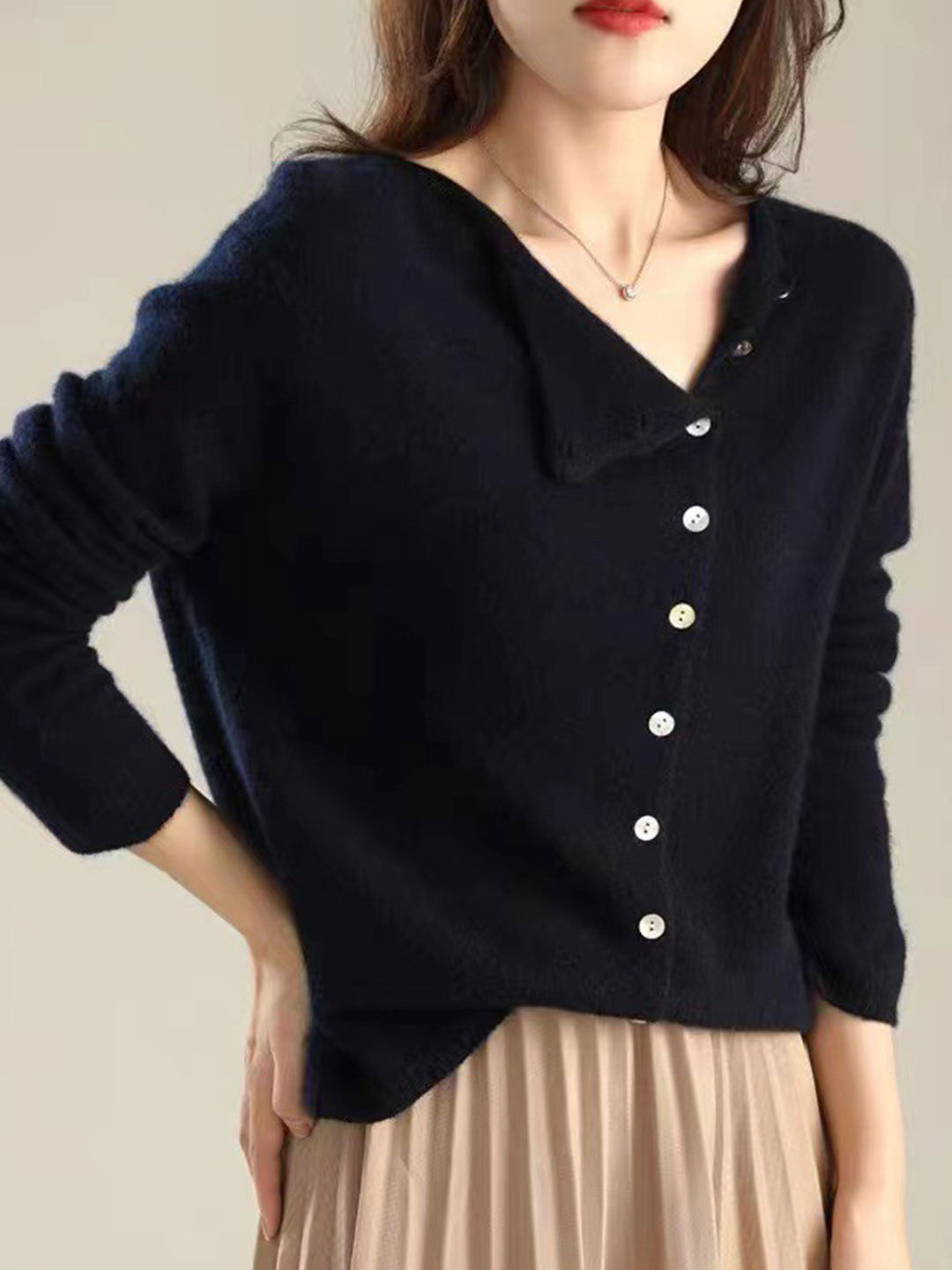 Kayla Classic Crew Neck Knitted Cardigan