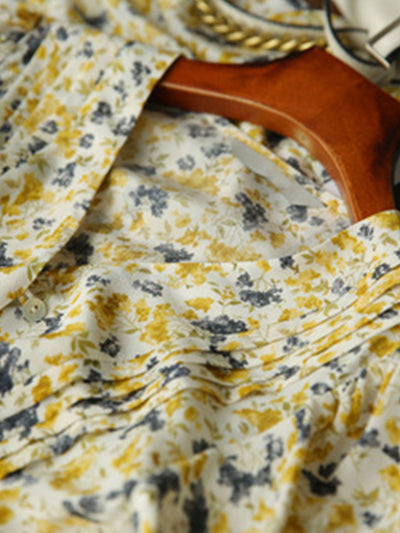 Kayla Retro Floral Puff Sleeve Dress