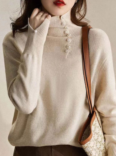 Ava Vintage Buttoned Turtleneck Knitted Sweater