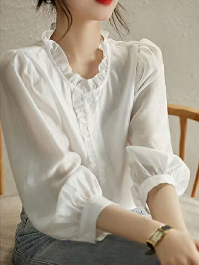 Mia Retro Auricular Chiffon Shirt