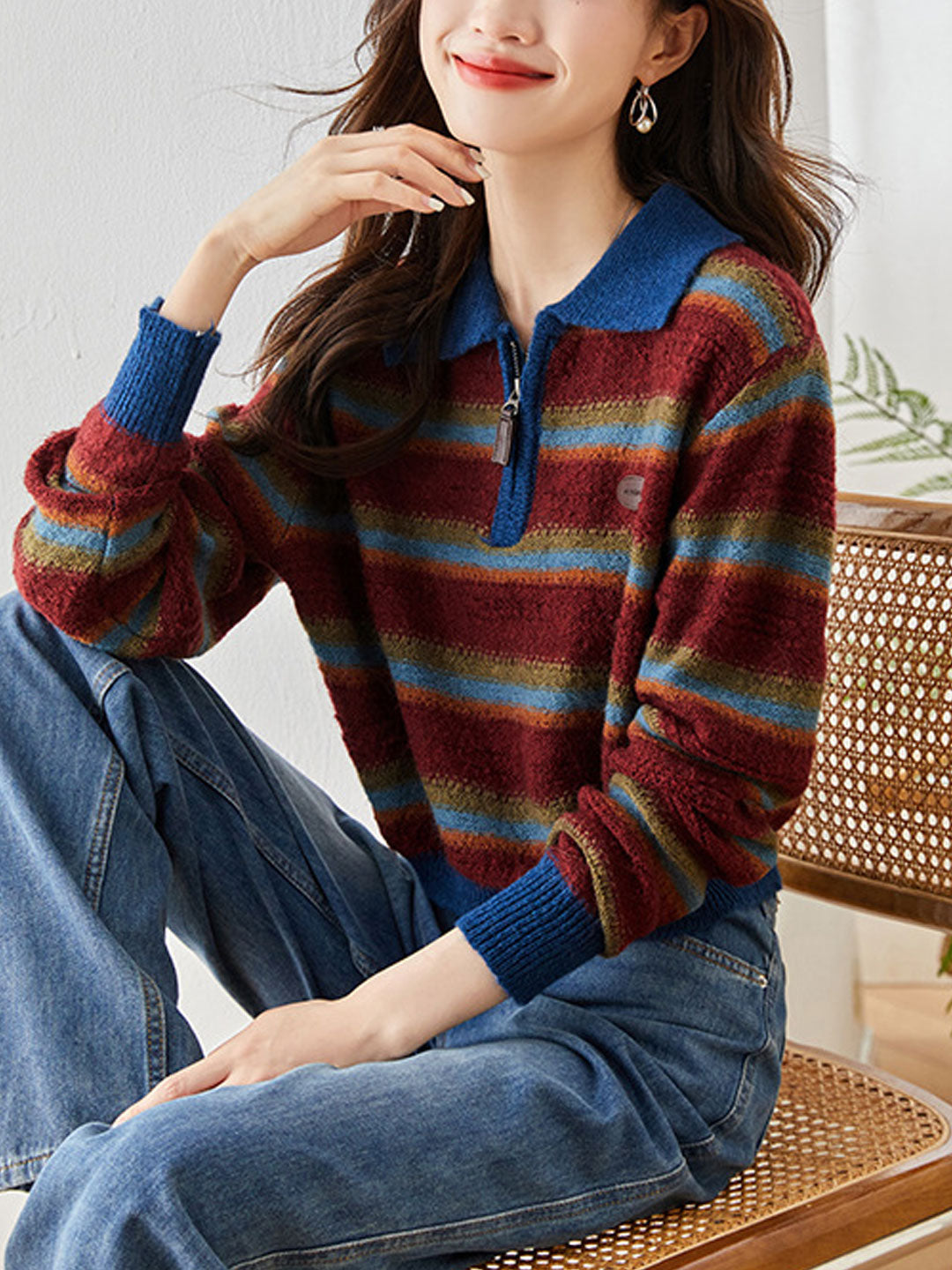 Sarah Casual Striped Pullover Knitted Sweater