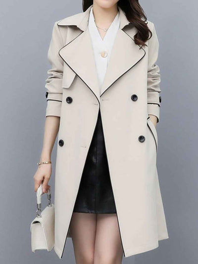 Abigail Loose Suit Collar Belted Solid Color Trench Coat