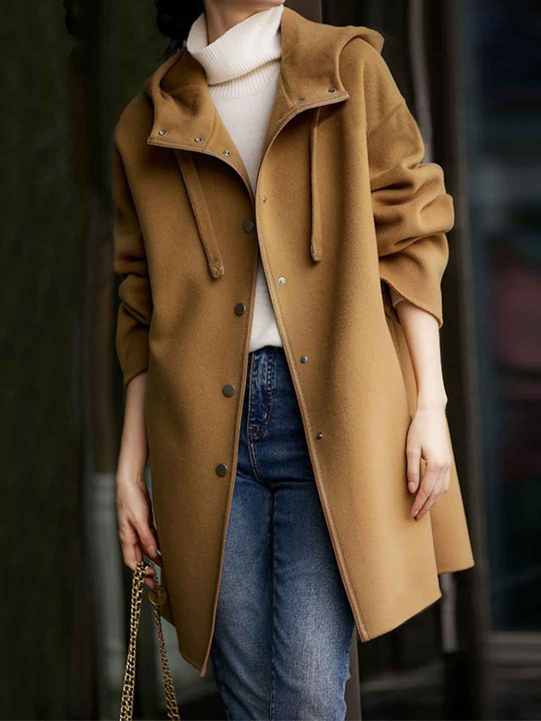 Grace Casual Hooded Solid Color Trench Coat