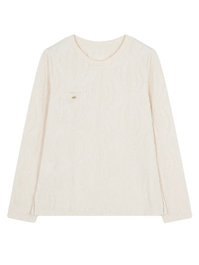 Jessica Retro Crew Neck Jacquard Texture Knitted Sweater