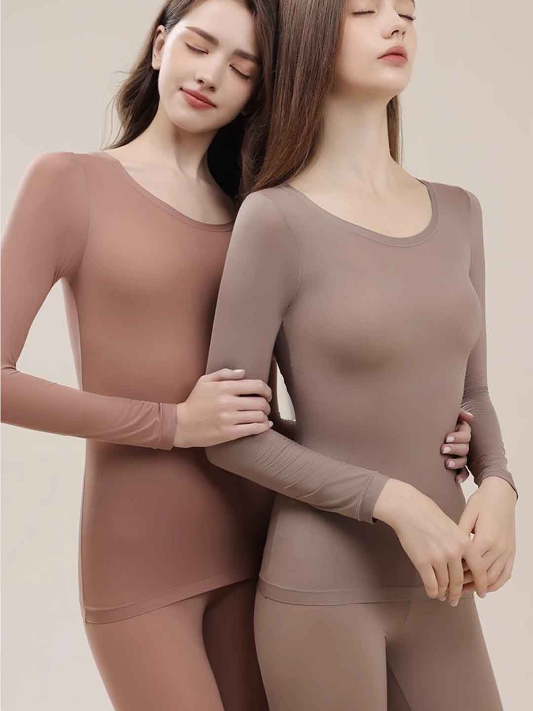 2pcs Women'S Crew Neck Ultra-Thin Underwear Set