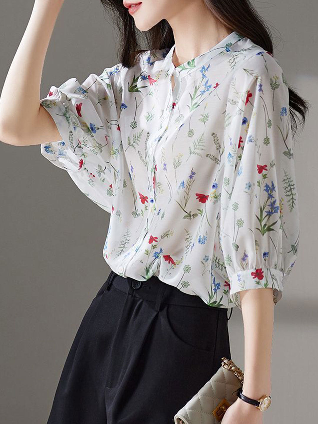 Chloe Vacation Loose Printed Chiffon Top