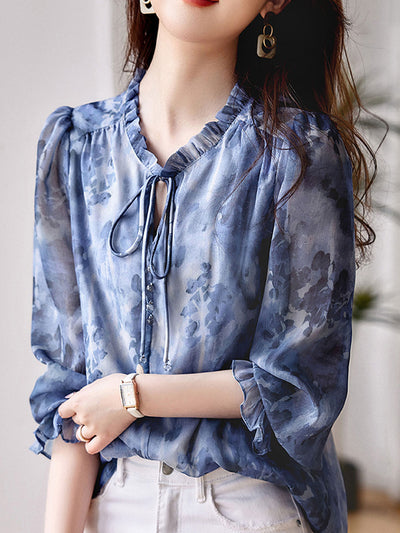 Sophia Classic Printed Chiffon Top