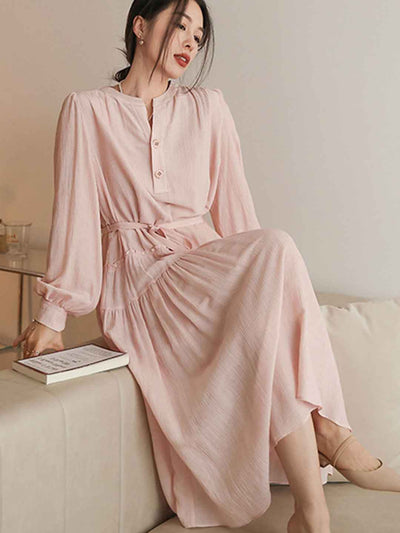 Ava Classic Pleated Textured Shirt Dress