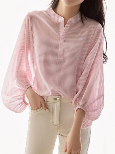 Mia Casual Paneled Balloon Sleeve Top