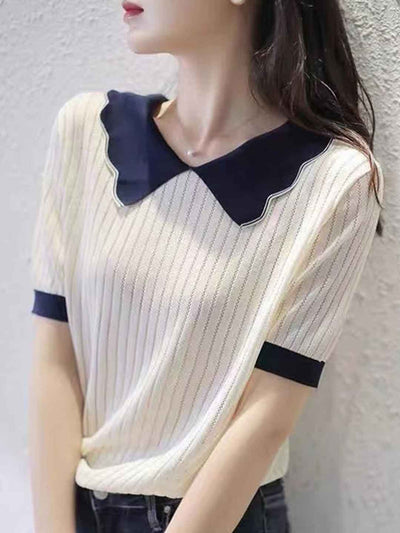 Maria Retro Doll Collar Knitted Top