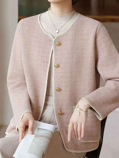 Hannah Elegant Crew Neck Tweed Coat