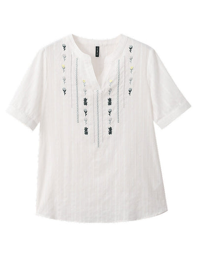 Maya Retro Embroidered Chiffon Shirt