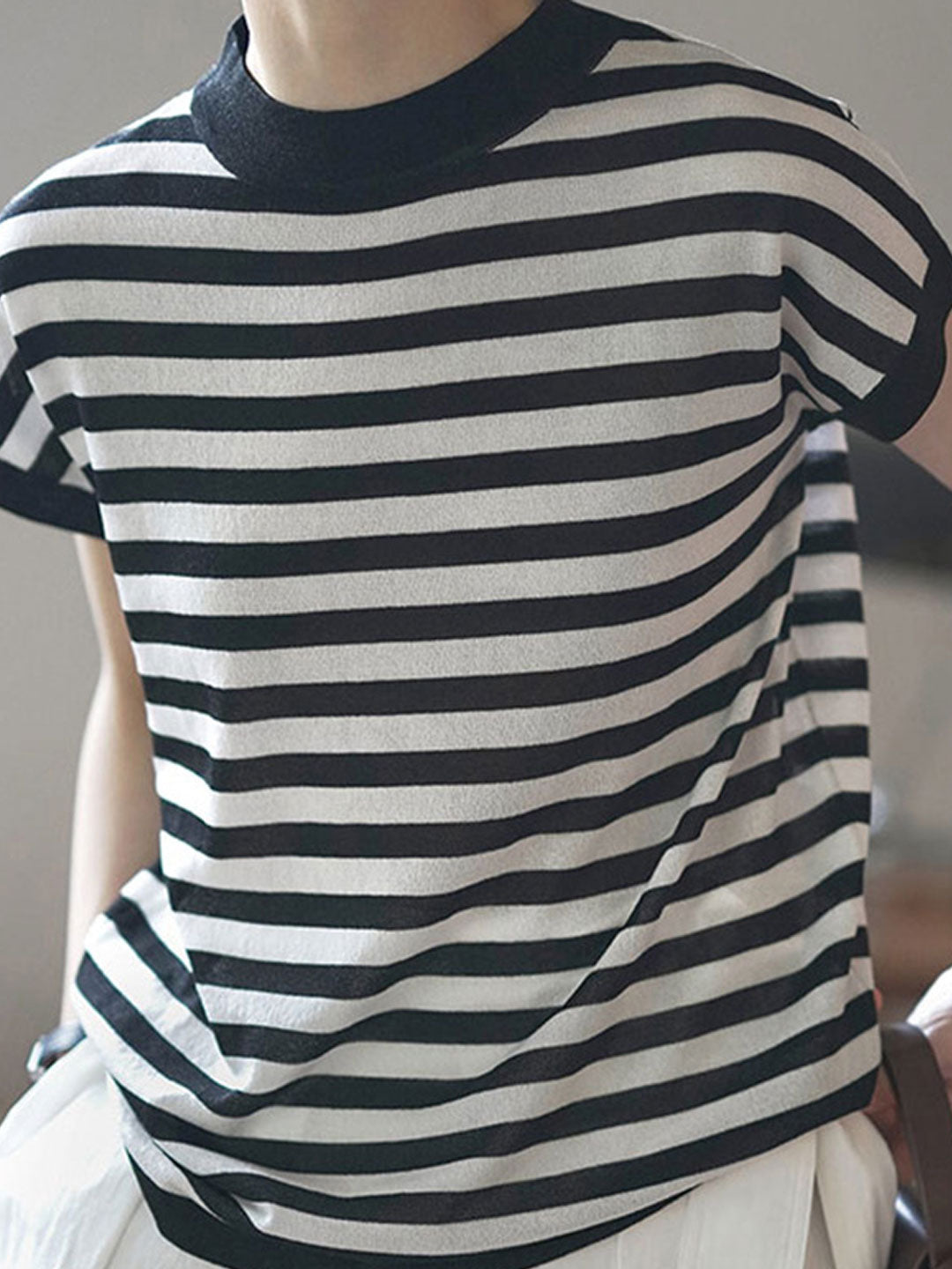 Lauren Classic Crew Neck Striped Contrast Knitted Top