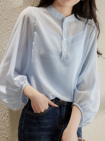 Mia Casual Paneled Balloon Sleeve Top