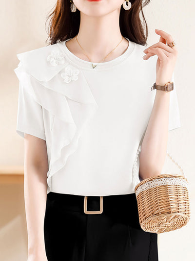 Kayla Classic Ruffle Chiffon Top