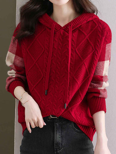 Bella Casual Hooded Knitted Sweatshirt