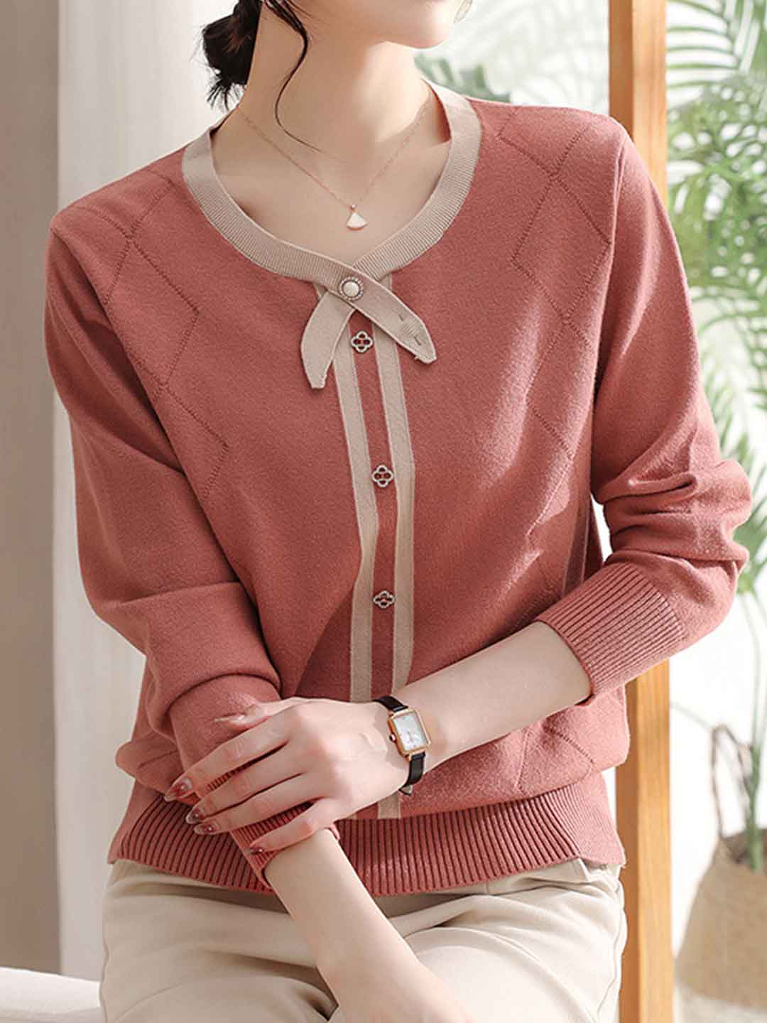 Madison Loose Crew Neck Pullover Knitted Top