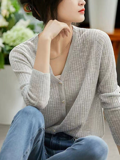 Alexis Casual V-Neck Knitted Cardigan