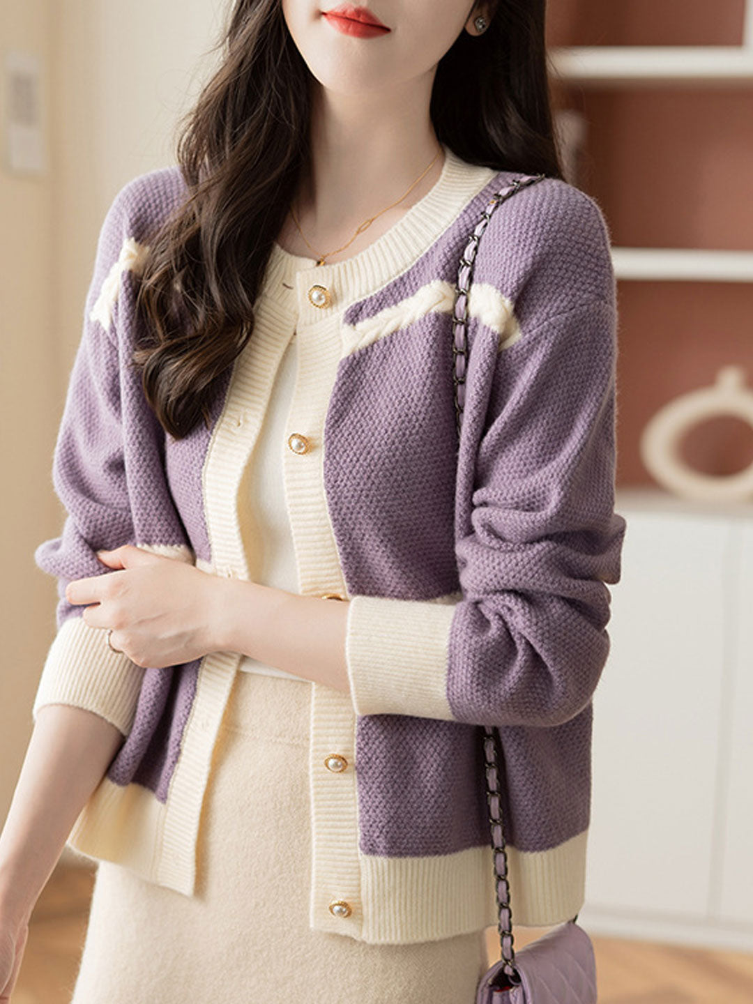 Grace Classic Crew Neck Knitted Cardigan