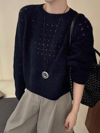 Peyton Loose Crew Neck Hollowed Knitted Sweater