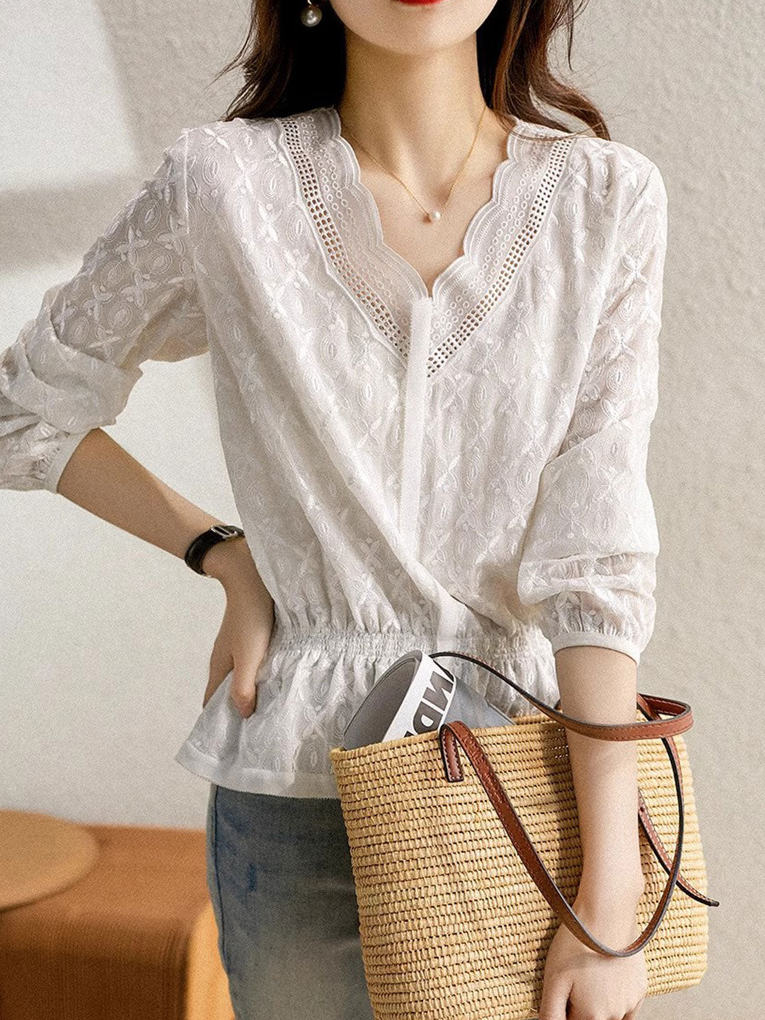 Abigail Retro Butterfly Embroidered Slim Top