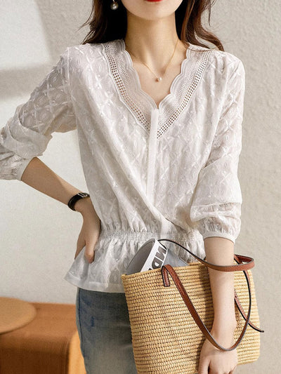 Abigail Retro Butterfly Embroidered Slim Top