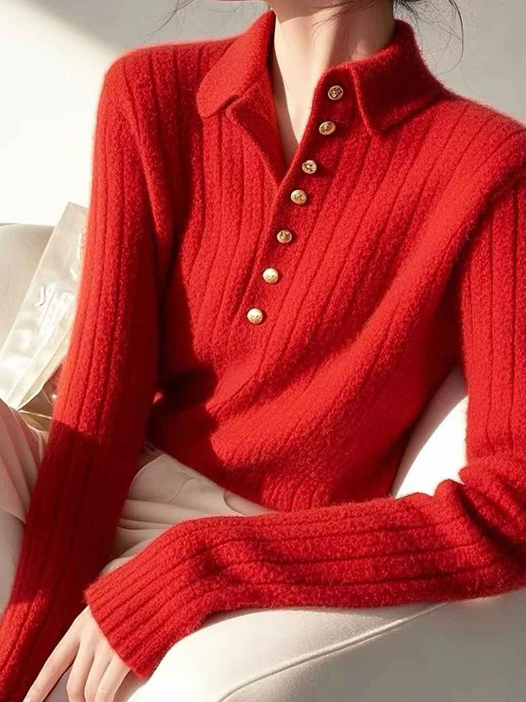 Lillian Daily Solid Color Pullover Knitted Sweater