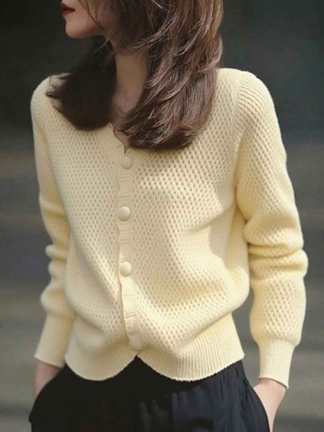 Kaylee Elegant Solid Color Knitted Cardigan