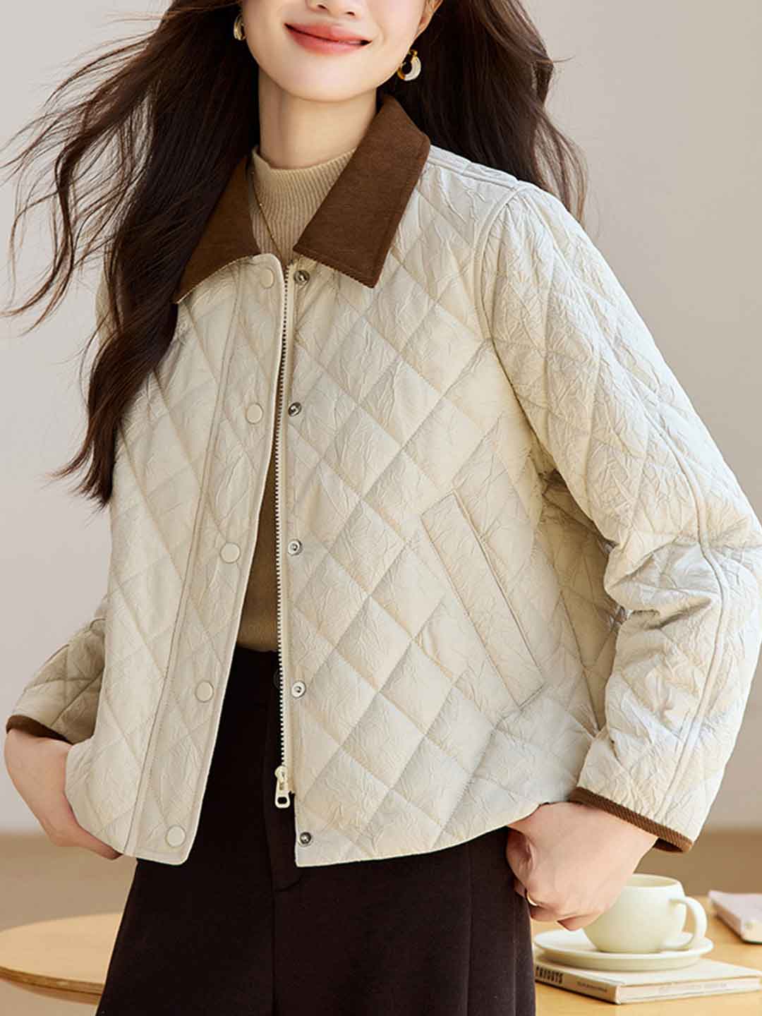 Natalie Classic Lapel Colorblocked Winter Coat
