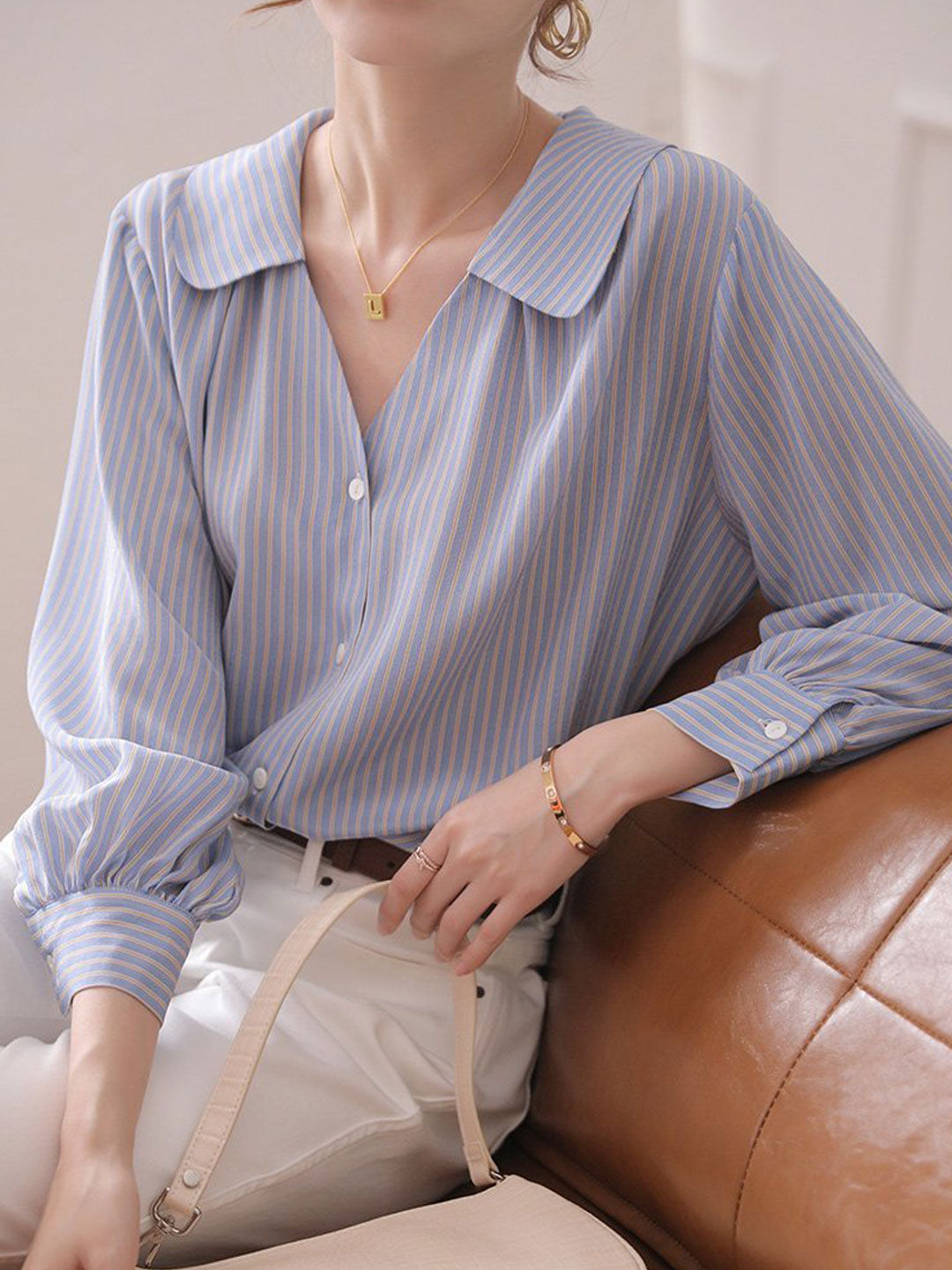 Charlotte Loose V-Neck Chiffon Shirt