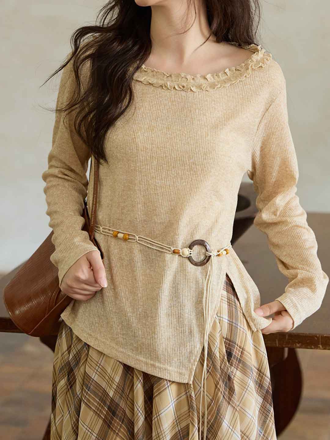 Kylie Slim Auricular Collar Knitted Top