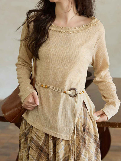 Kylie Slim Auricular Collar Knitted Top