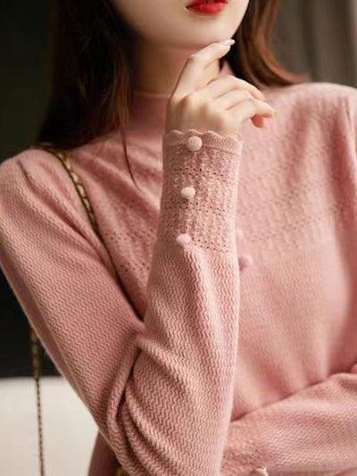 Mia Elegant Turtleneck Hollowed Pullover Sweater