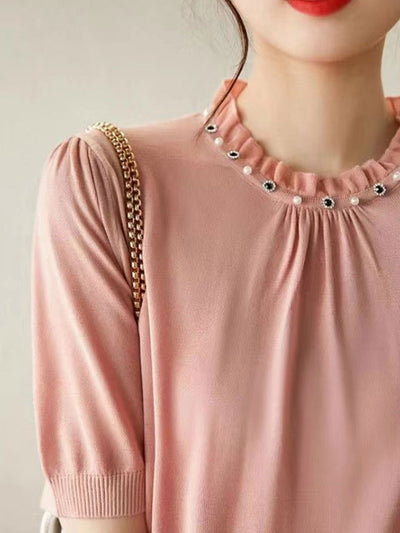 Emily Elegant Auricular Collar Knitted Top