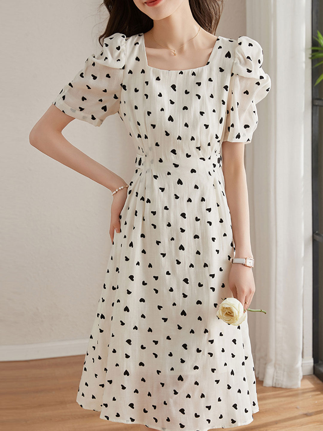 Abigail Retro Printed Polka-dot Dress