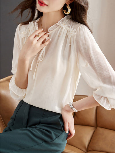 Ella Classic Solid Color Chiffon Shirt