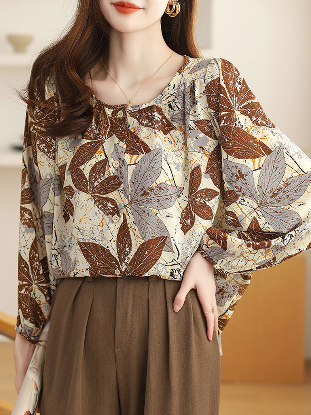 Zoey Retro Lantern Sleeve Floral Printed Top