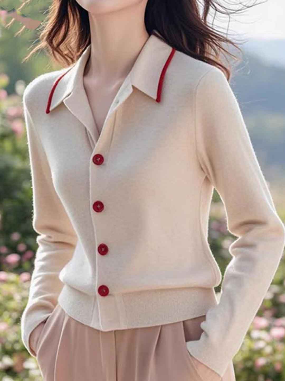 Kaylee Slim Polo Collar Knitted Cardigan