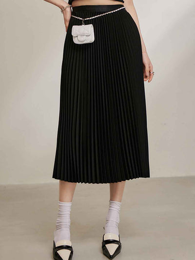 Emily Classic Satin Pleated Skirt