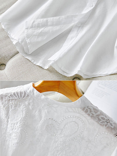 Eva Classic Embroidery Hollowed Shirt