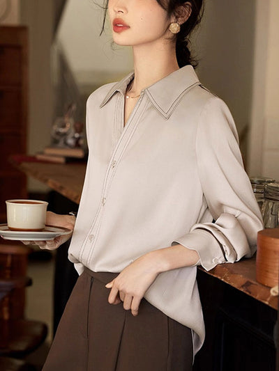 Alexis Elegant V-Neck Color Shirt