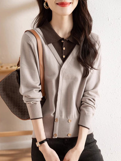 Emily Casual Irregular Patchwork Knitted Sweater