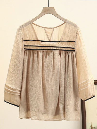 Bella Classic Back Hollowed Blouse-Yellow