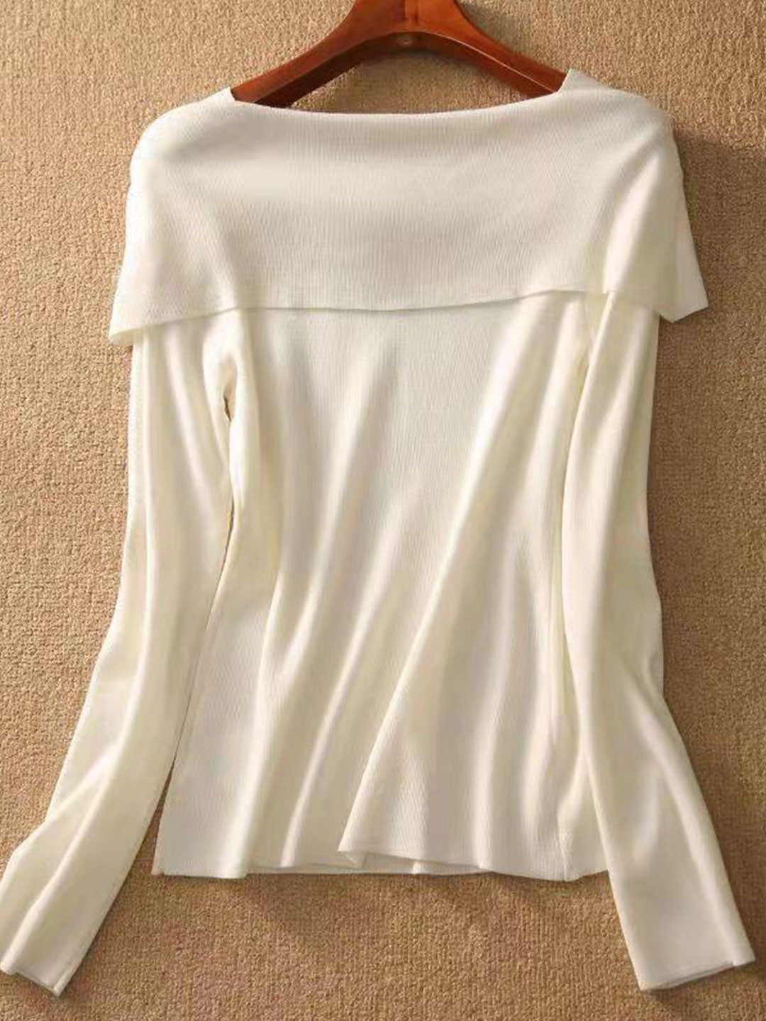 Brianna Off-Neck Bow Knitted Sweater-White
