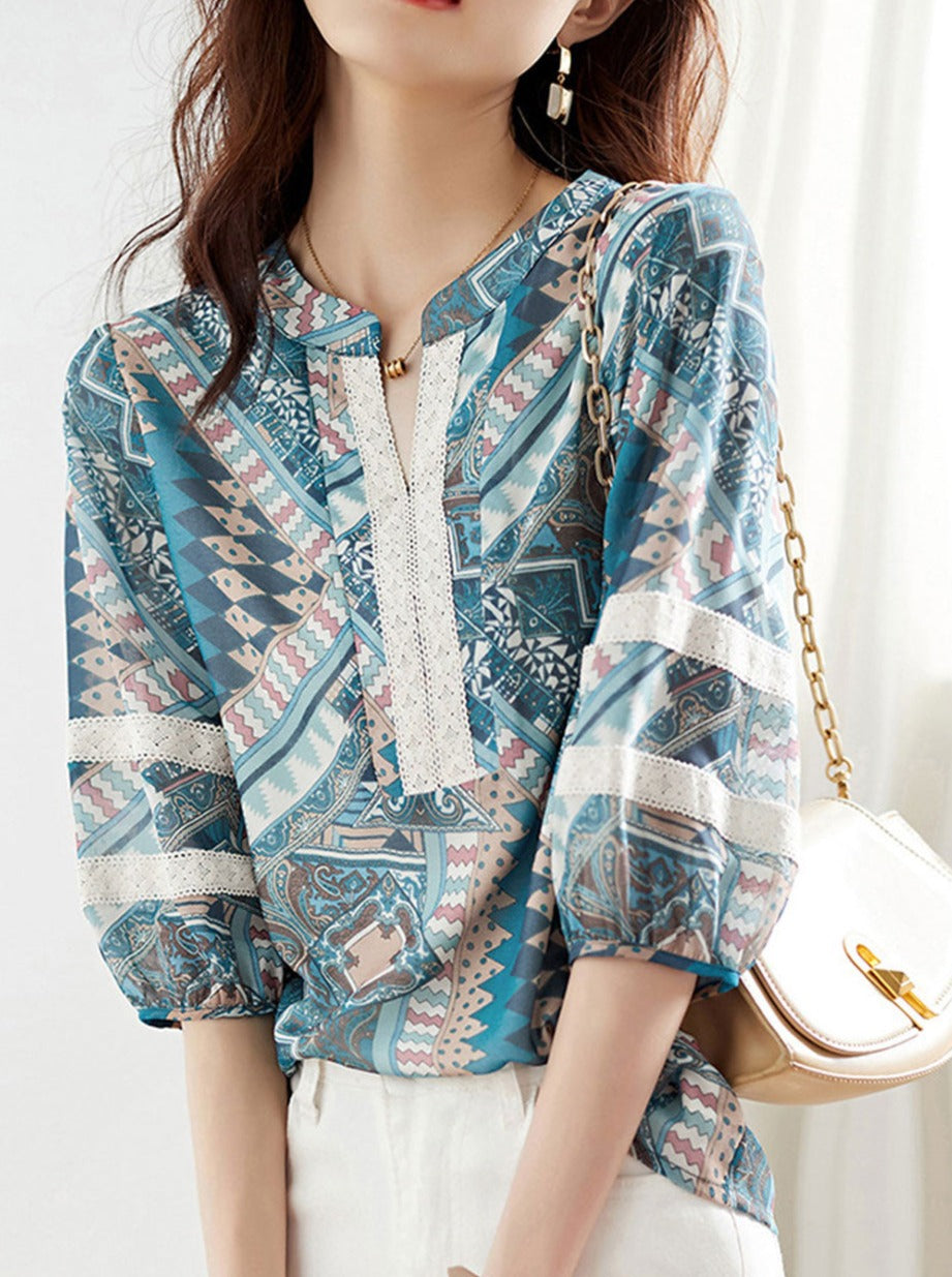 Sophia Classic Printed Lace Shirt