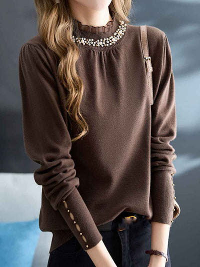 Genesis Elegant Turtleneck Lace Knitted Top